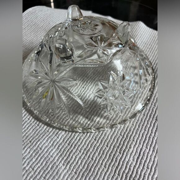 Vintage Anchor Hocking Star of David Clear Crystal 2 Serving Bowl Tray Plate - Picture 5 of 8